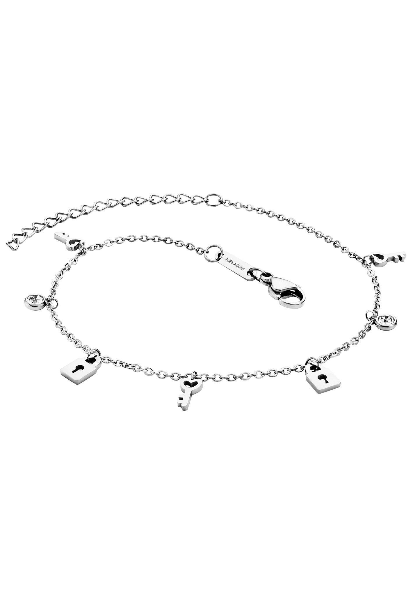 Julie Julsen Fusskette mit Anhänger »ANKLET, LOCKS & KEYS, JJAC29212G, JJAC29212S«, mit Zirkonia (synth.)