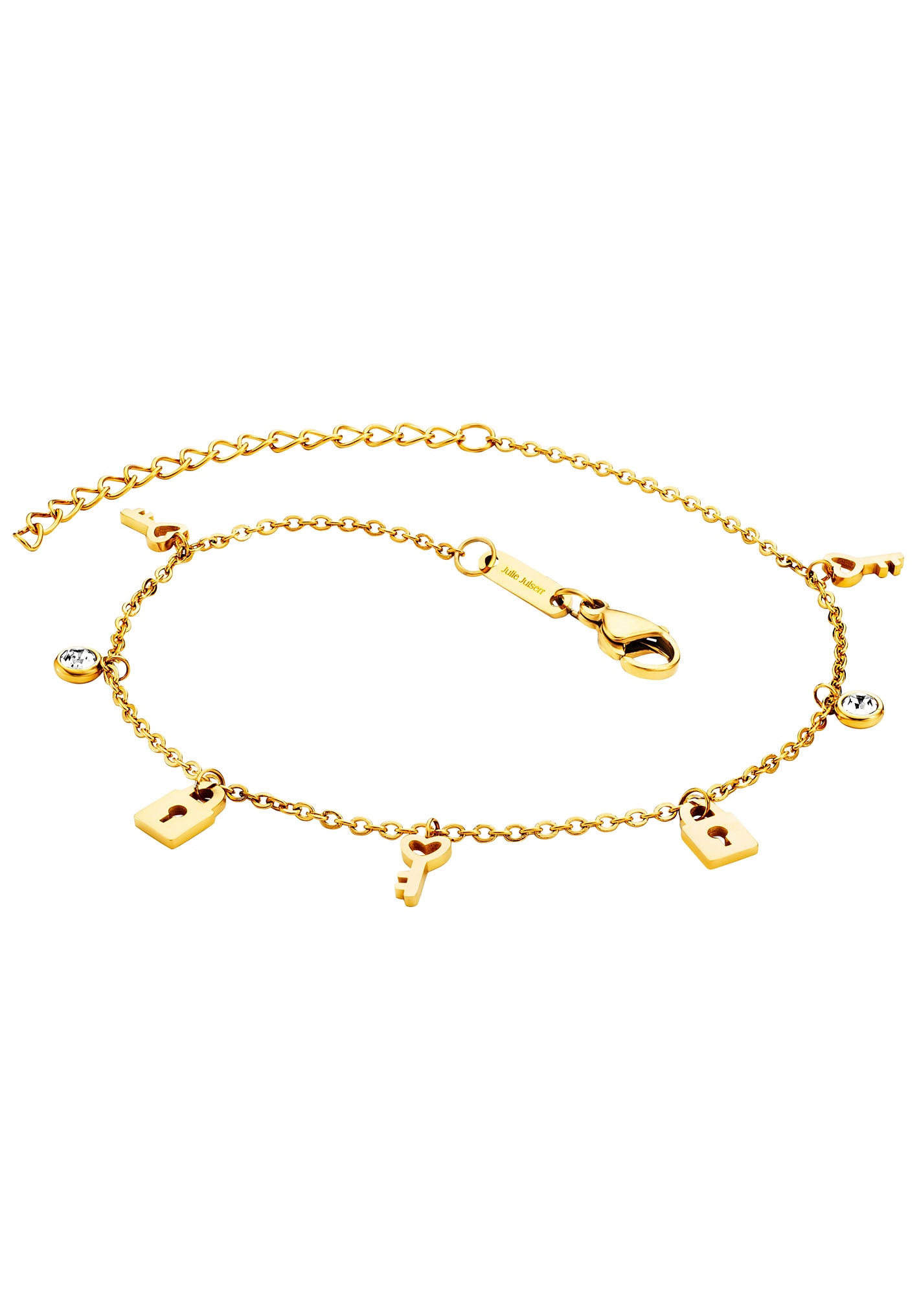 Julie Julsen Fusskette mit Anhänger »ANKLET, LOCKS & KEYS, JJAC29212G, JJAC29212S«, mit Zirkonia (synth.) von Julie Julsen