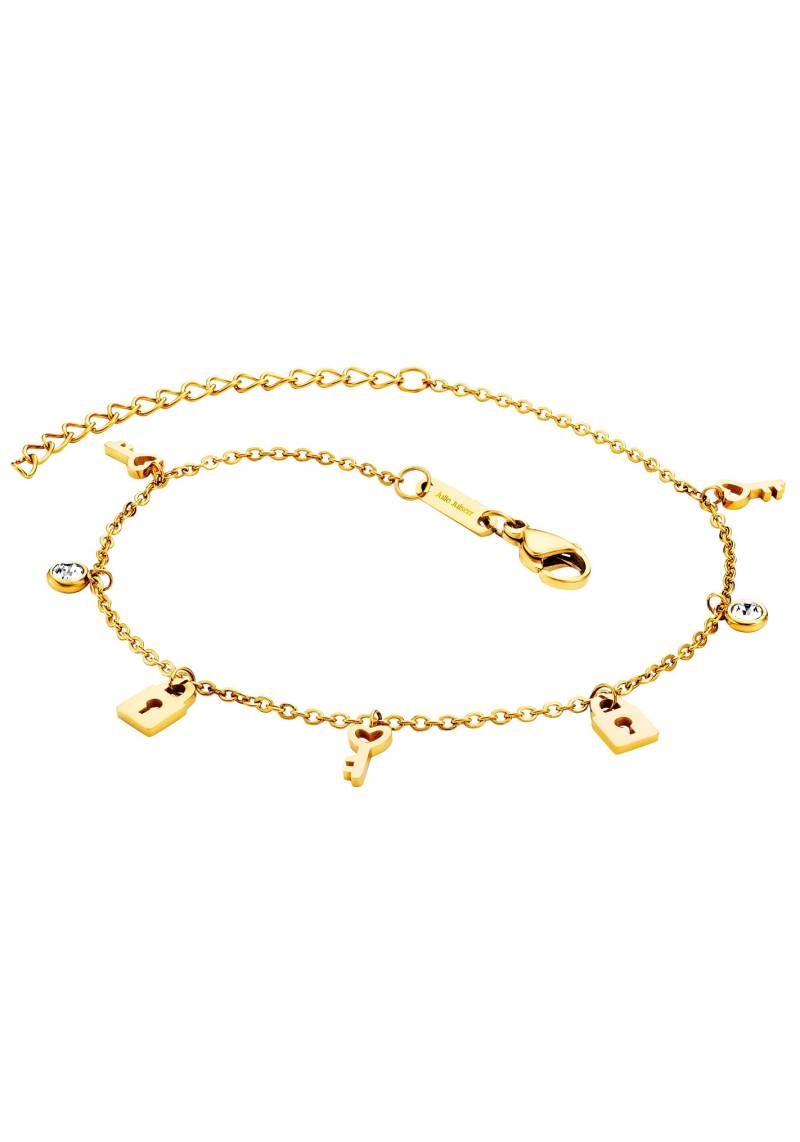 Julie Julsen Fusskette mit Anhänger »ANKLET, LOCKS & KEYS, JJAC29212G, JJAC29212S«, mit Zirkonia (synth.) von Julie Julsen