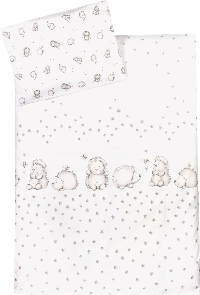 Julius Zöllner Kinderbettwäsche »Igelchen, in 100x135cm passt in Babybetten von 70x140cm und 60x120cm«, mit kleinem Igel, 80x80 cm für Wiegen, Stubenwagen und Kinderwagen von Julius Zöllner