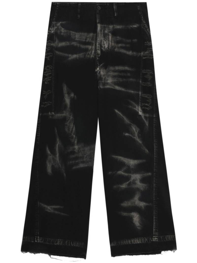 Julius distressed wide-leg trousers - Black von Julius