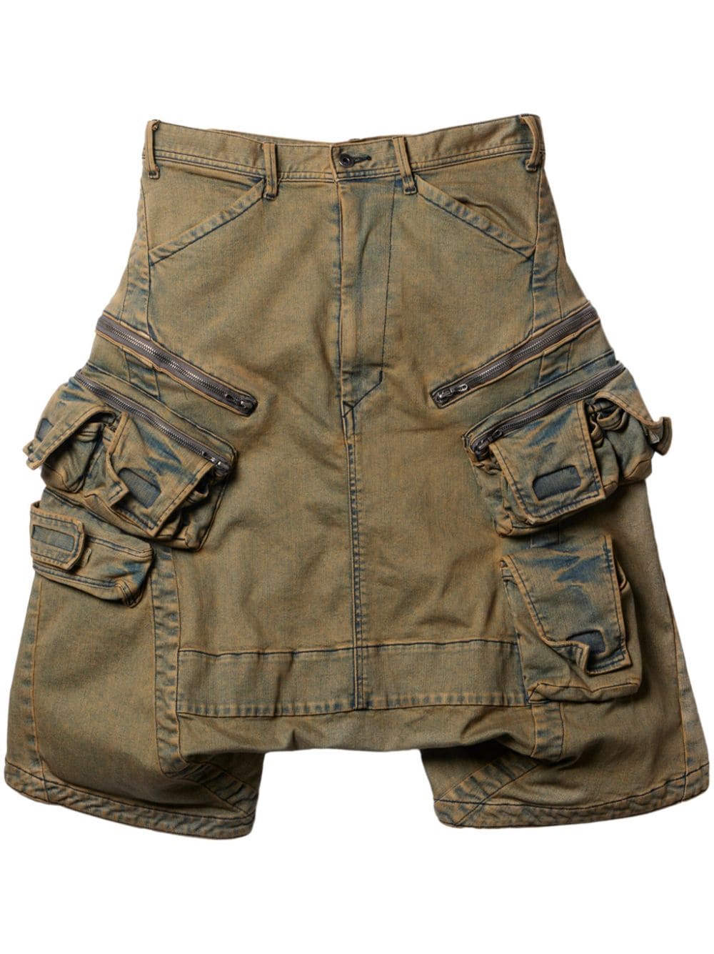 Julius drop-crotch denim cargo shorts - Brown von Julius