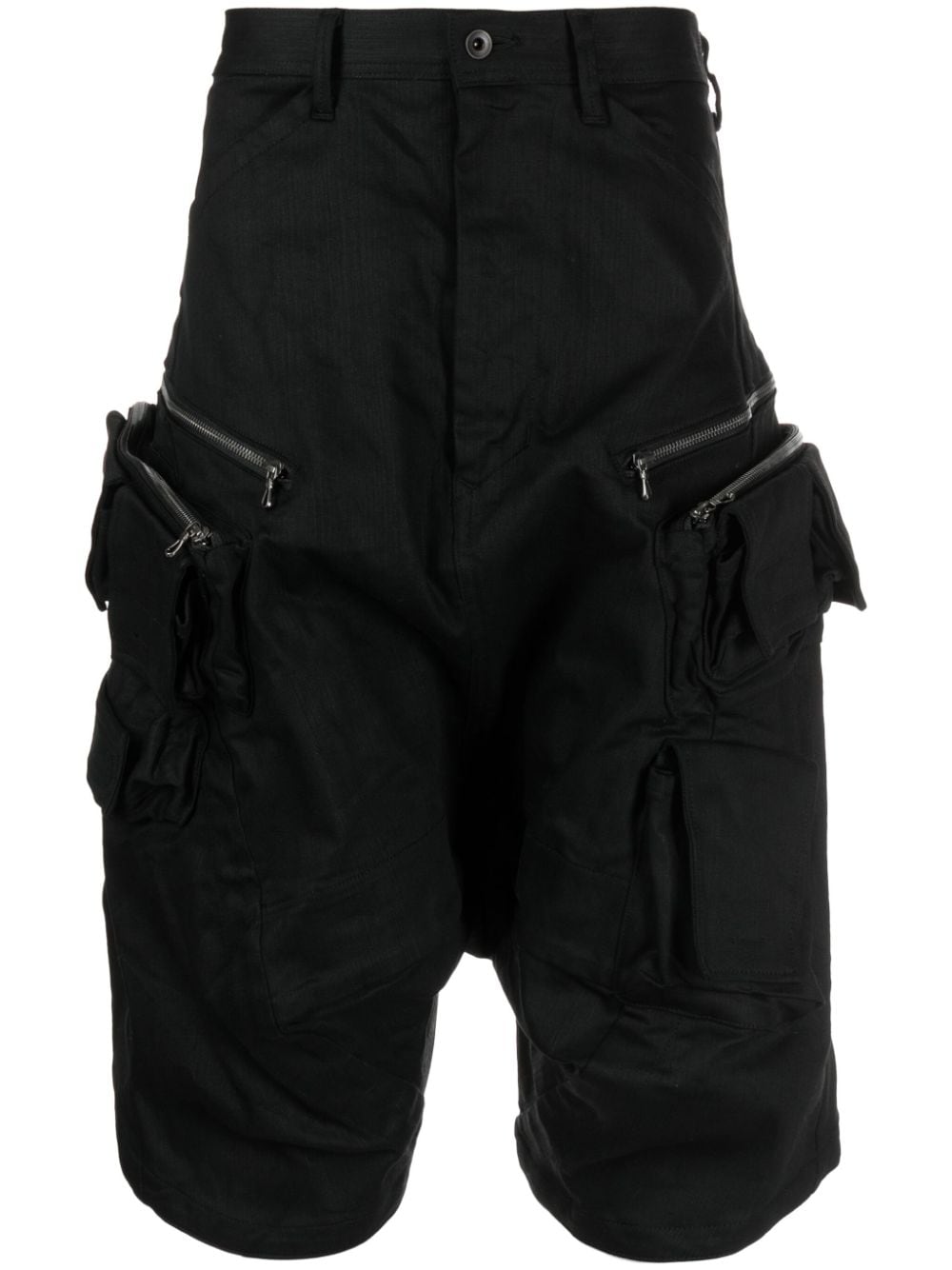 Julius mid-rise drop-crotch shorts - Black von Julius