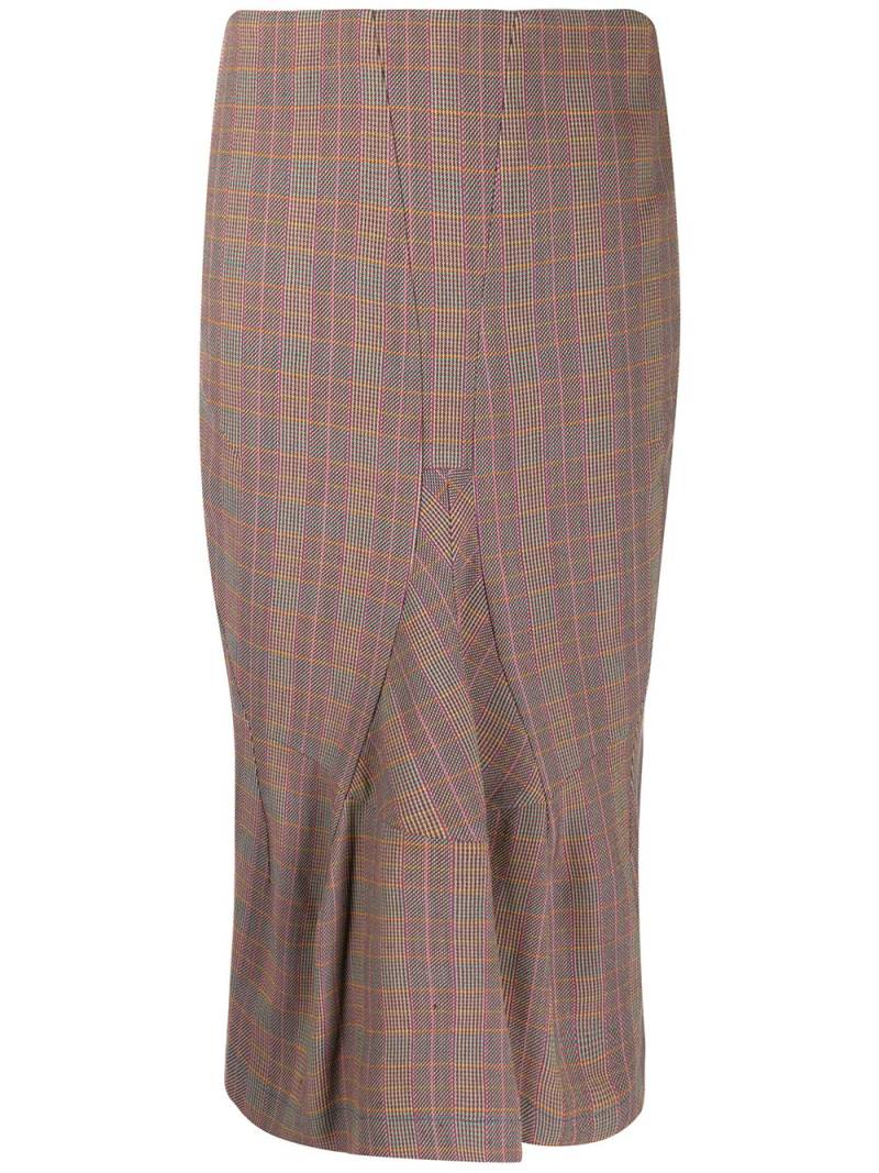 Junya Watanabe Comme des Garçons Pre-Owned high-waist check midi skirt - Neutrals von Junya Watanabe Comme des Garçons Pre-Owned