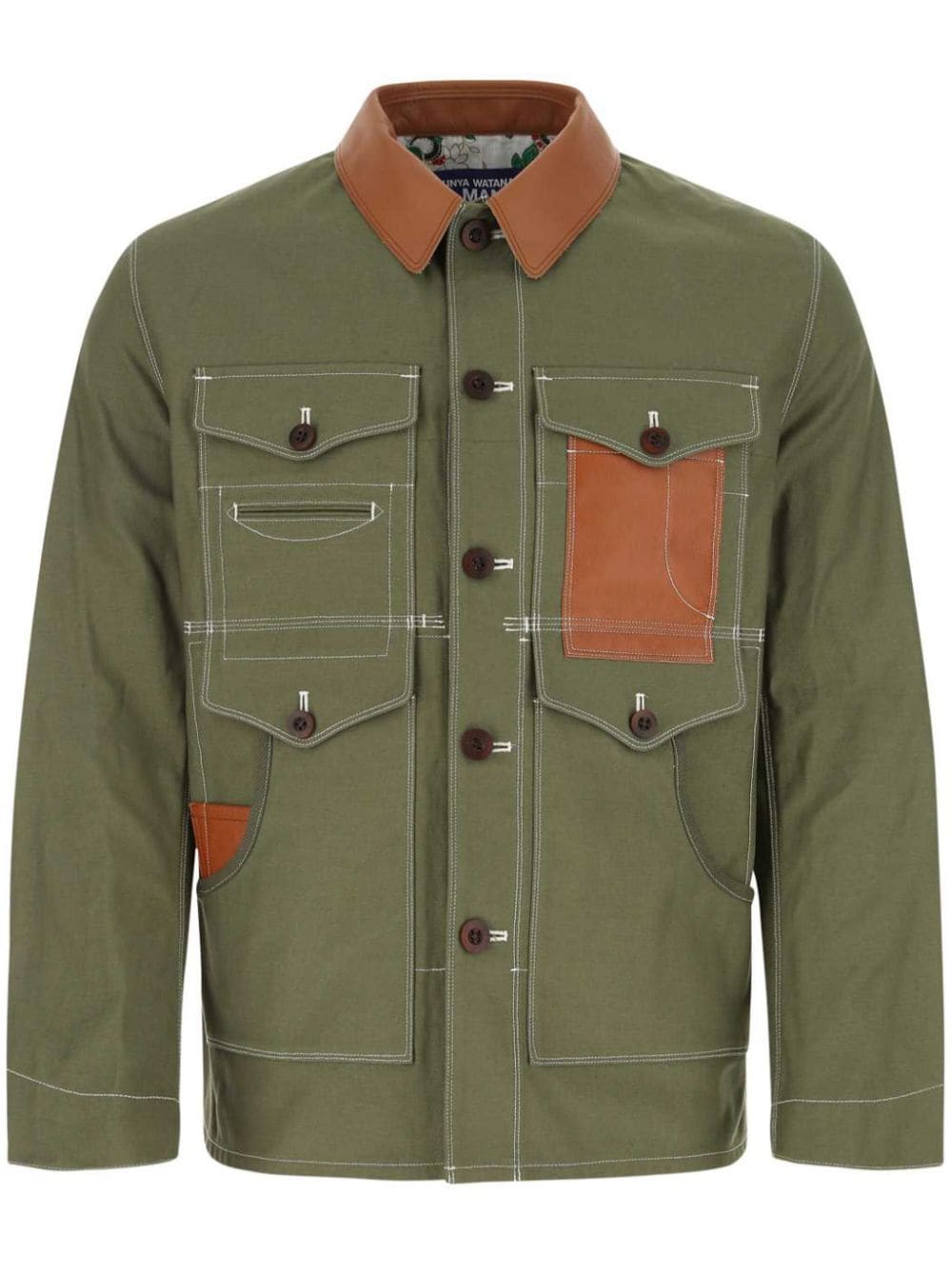 Junya Watanabe MAN brocade-panelling shirt jacket - Green von Junya Watanabe MAN