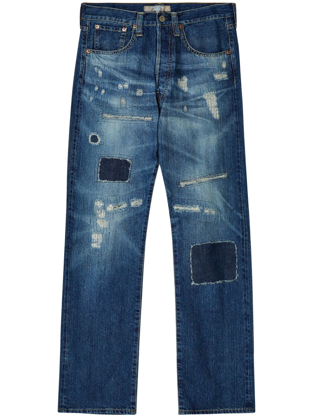 Junya Watanabe MAN distressed straight-leg jeans - Blue von Junya Watanabe MAN