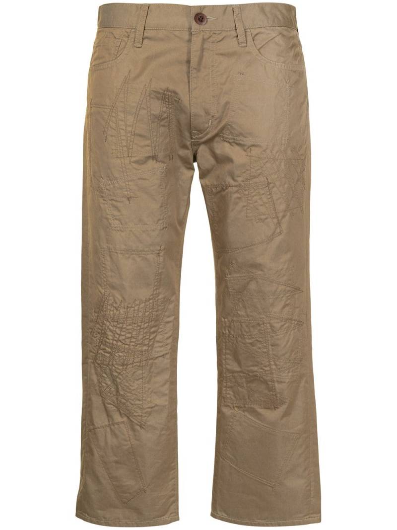 Junya Watanabe MAN embroidered cropped chinos - Brown von Junya Watanabe MAN