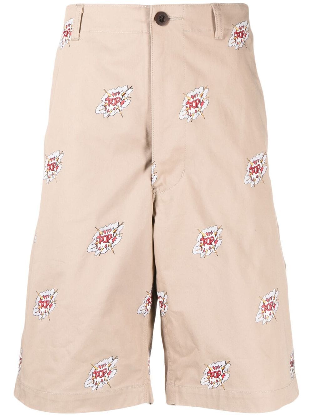 Junya Watanabe MAN graphic-print cotton shorts - Neutrals von Junya Watanabe MAN