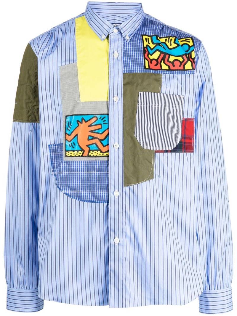 Junya Watanabe MAN multicolour patchwork striped shirt - Blue von Junya Watanabe MAN