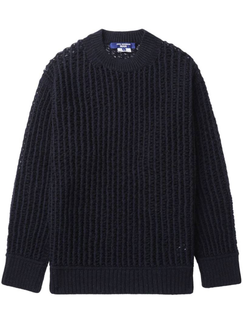 Junya Watanabe MAN open knit crew neck sweatshirt - Blue von Junya Watanabe MAN