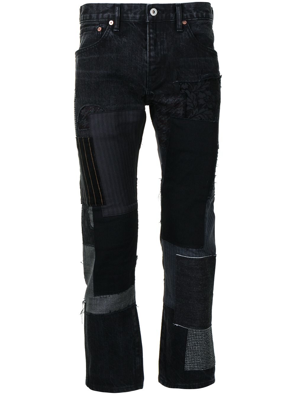 Junya Watanabe MAN patchwork-design cropped jeans - Black von Junya Watanabe MAN