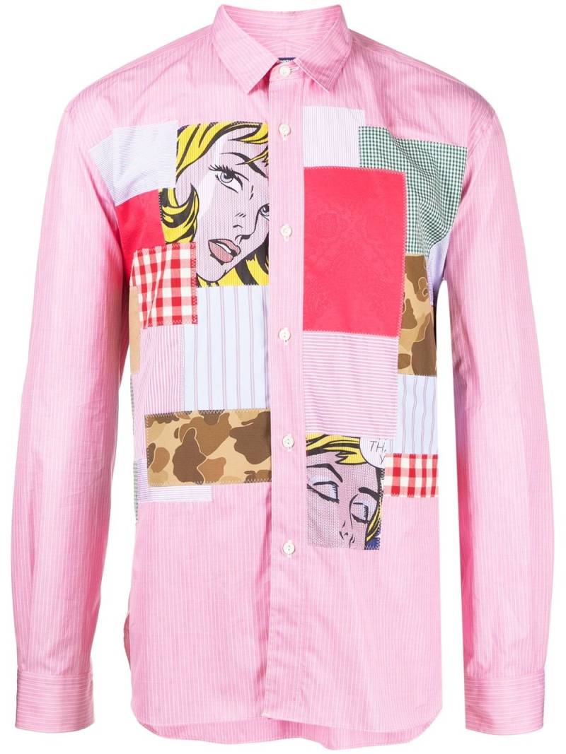 Junya Watanabe MAN patchwork long sleeve shirt - Pink von Junya Watanabe MAN