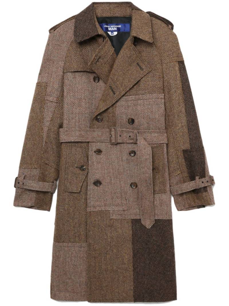 Junya Watanabe MAN patchwork wool coat - Brown von Junya Watanabe MAN