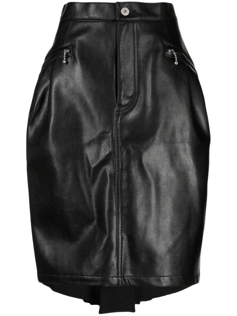 Junya Watanabe asymmetric draped leather skirt - Black von Junya Watanabe