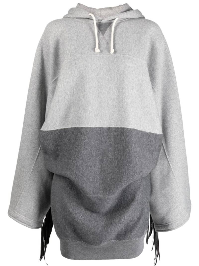 Junya Watanabe colour-block fringed hoodie - Grey von Junya Watanabe