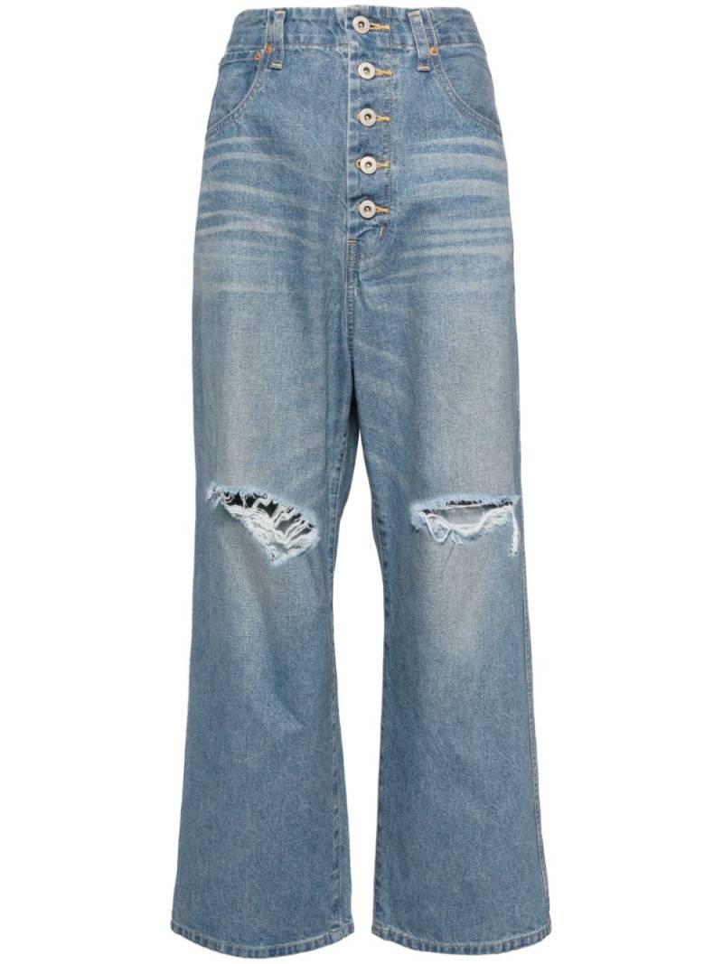 Junya Watanabe distressed straight-leg jeans - Blue von Junya Watanabe