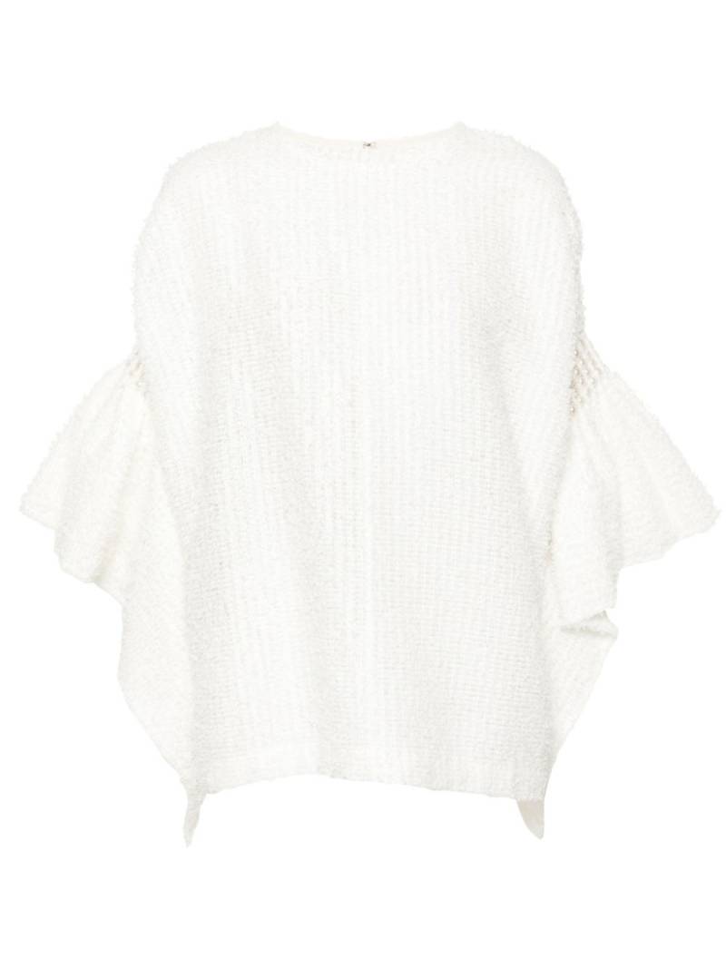 Junya Watanabe flared-cuffs bouclé blouse - White von Junya Watanabe