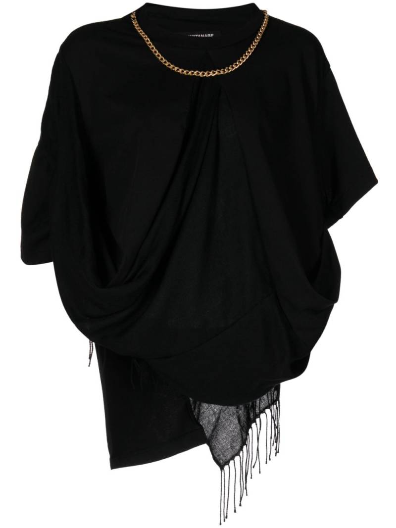 Junya Watanabe fringe-detail draped top - Black von Junya Watanabe