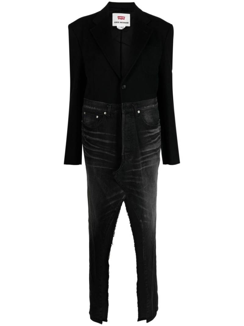 Junya Watanabe panelled V-neck coat - Black von Junya Watanabe