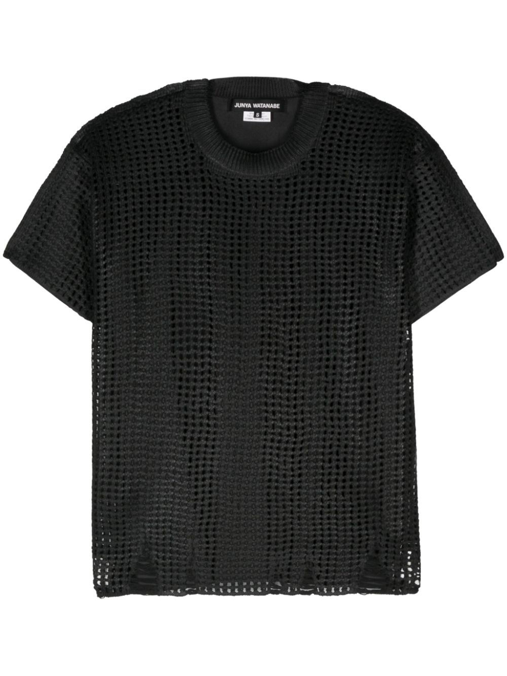 Junya Watanabe panelled open-knit top - Black von Junya Watanabe