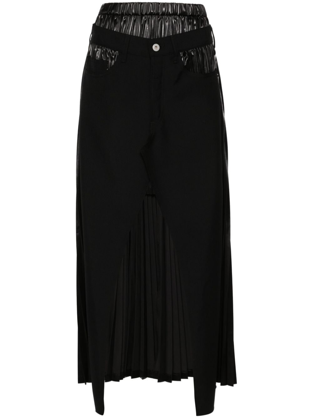 Junya Watanabe plissé midi skirt - Black von Junya Watanabe