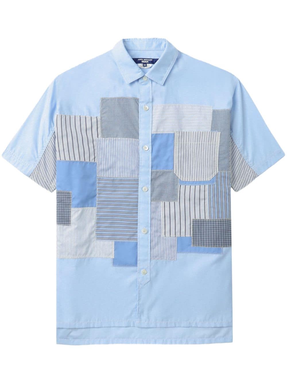 Junya Watanabe MAN striped patchwork cotton shirt - Blue von Junya Watanabe MAN