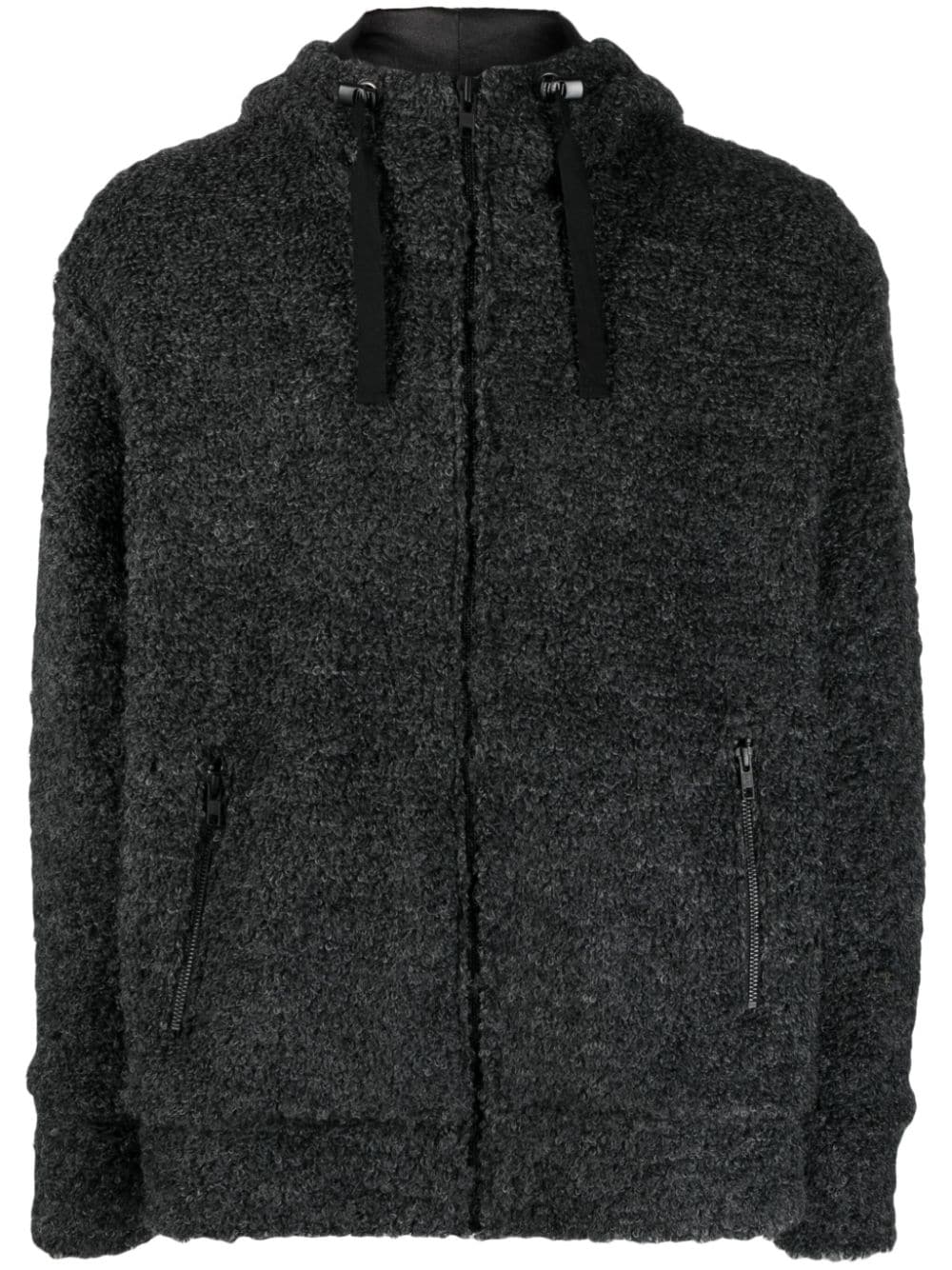 Junya Watanabe MAN textured drawstring zipped hoodie - Grey von Junya Watanabe MAN