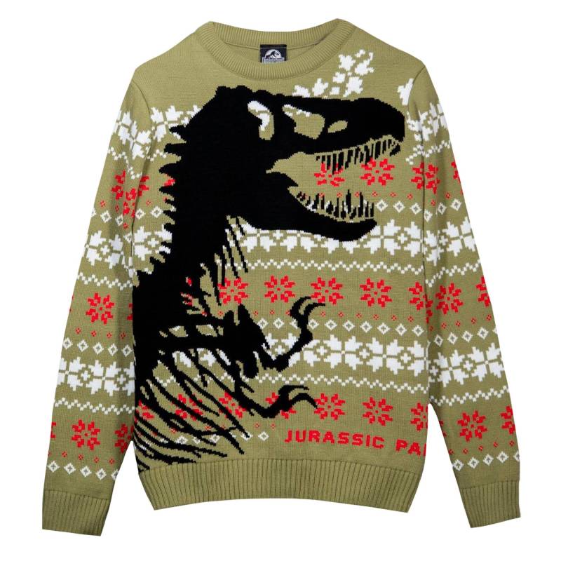 Pullover Weihnachtliches Design Herren Khaki M von Jurassic Park