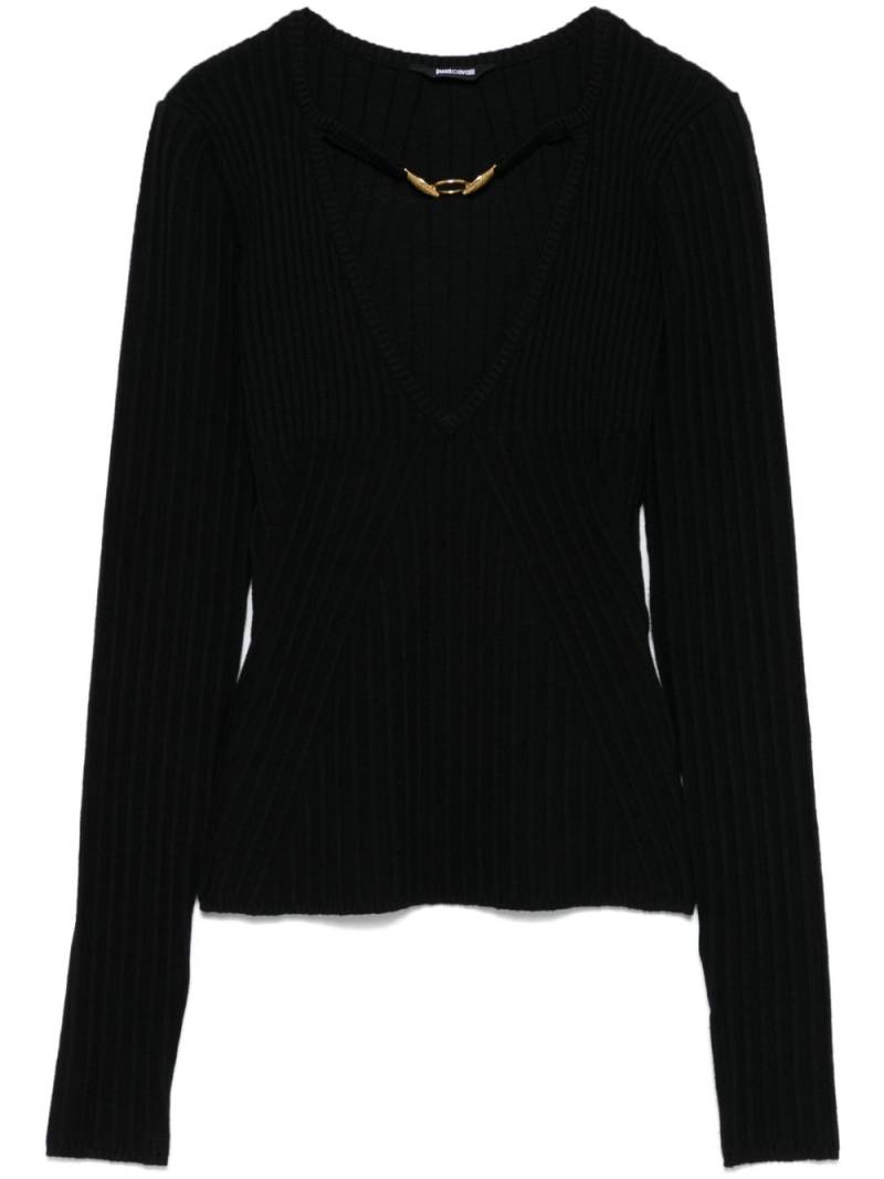 Just Cavalli 3D-knit top - Black von Just Cavalli