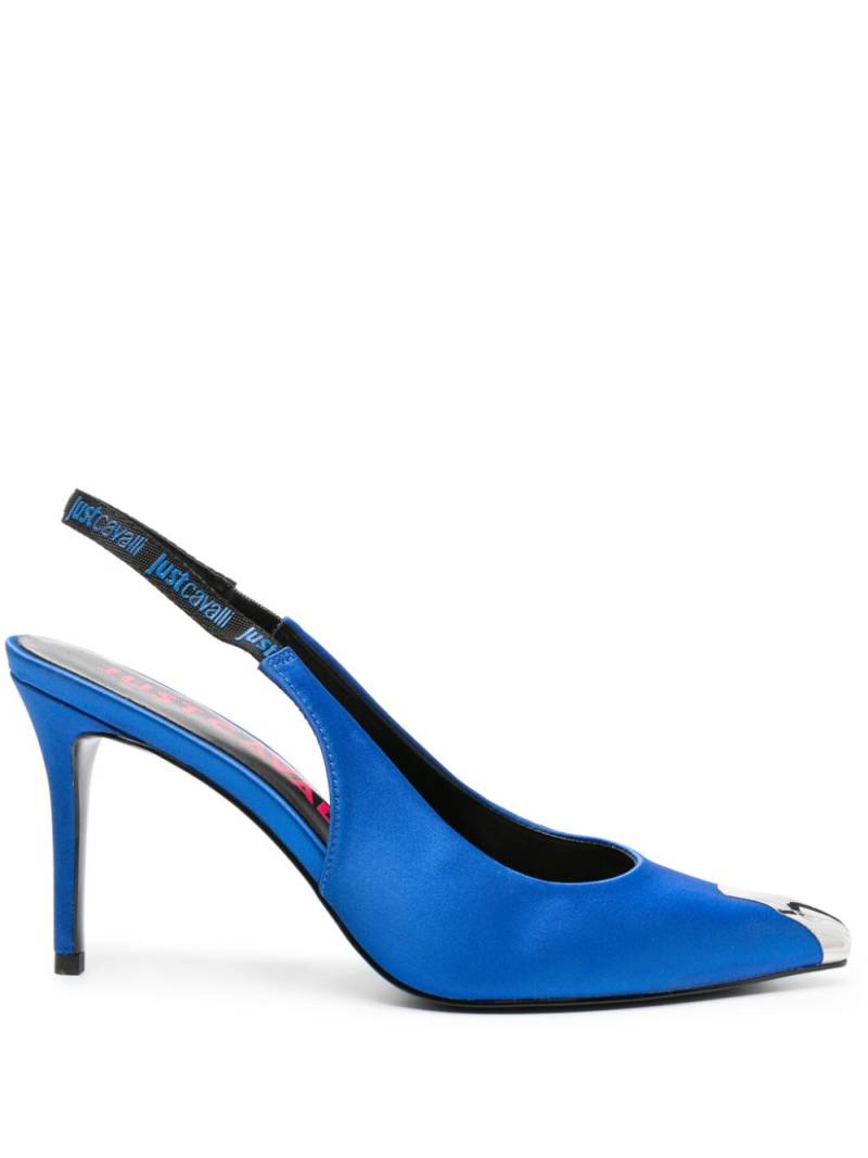 Just Cavalli 95mm satin slingback pumps - Blue von Just Cavalli