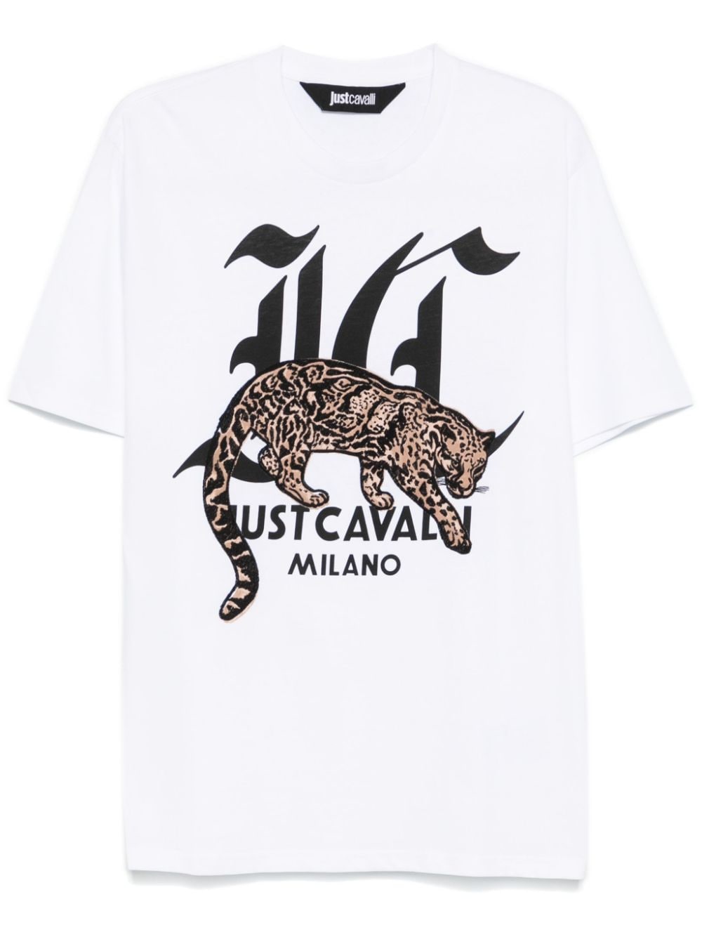 Just Cavalli Leopard-embroidered T-shirt - White von Just Cavalli