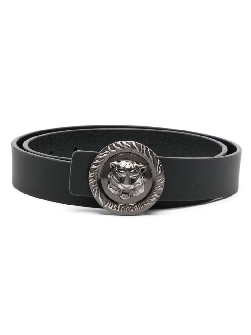 Just Cavalli Tiger Head-buckle leather belt - Black von Just Cavalli