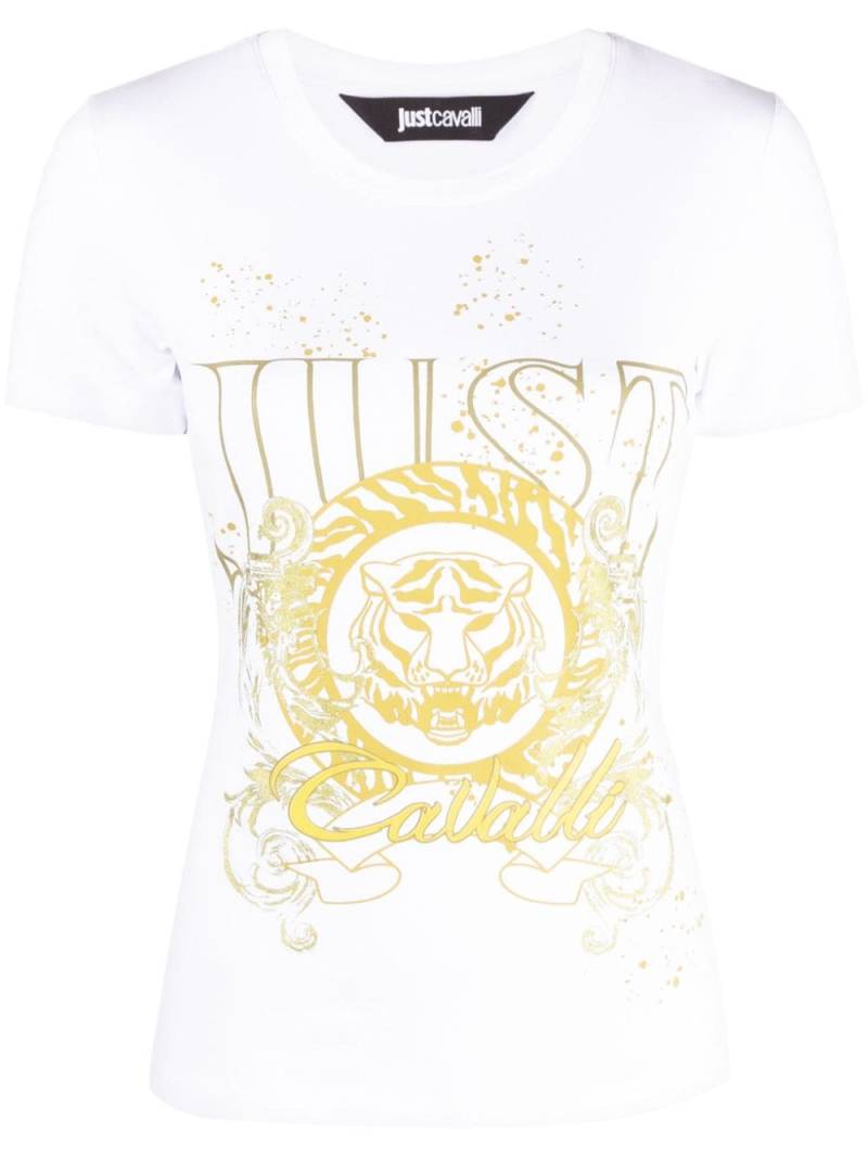 Just Cavalli Tiger Head-motif cotton T-shirt - White von Just Cavalli