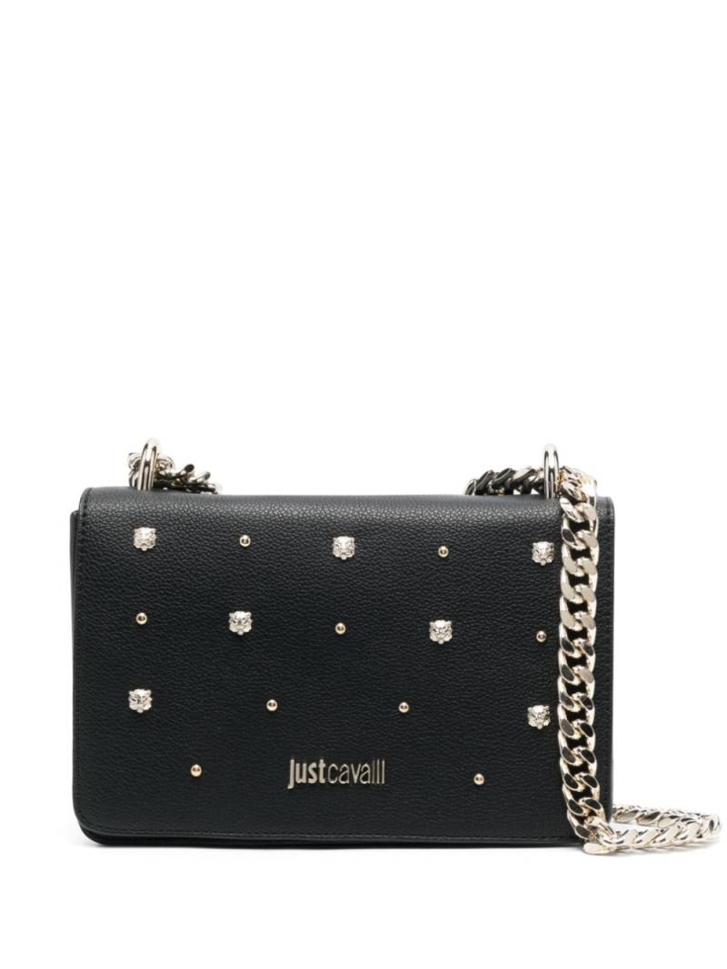 Just Cavalli Tiger Head-studs leather crossbody bag - Black von Just Cavalli