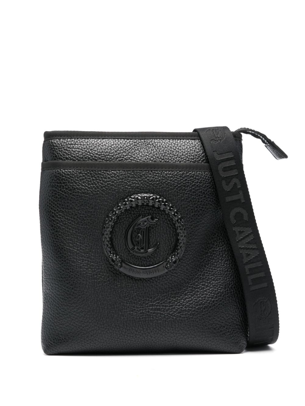 Just Cavalli appliqué-logo grained bag - Black von Just Cavalli