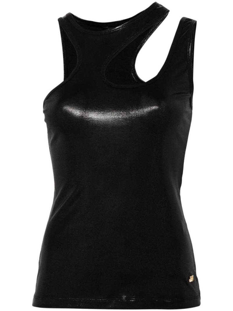 Just Cavalli cut-out lamé top - Black von Just Cavalli