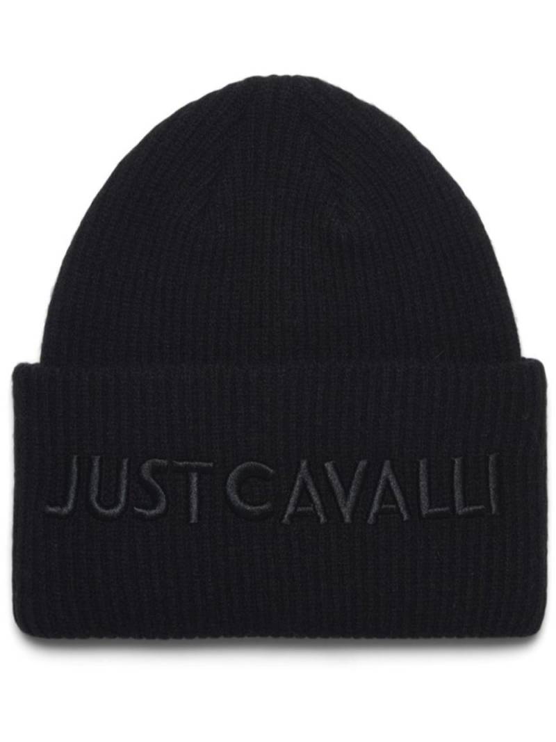 Just Cavalli embroidered-logo beanie hat - Black von Just Cavalli