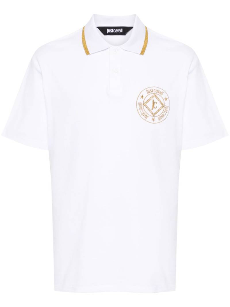 Just Cavalli embroidered-logo cotton polo shirt - White von Just Cavalli