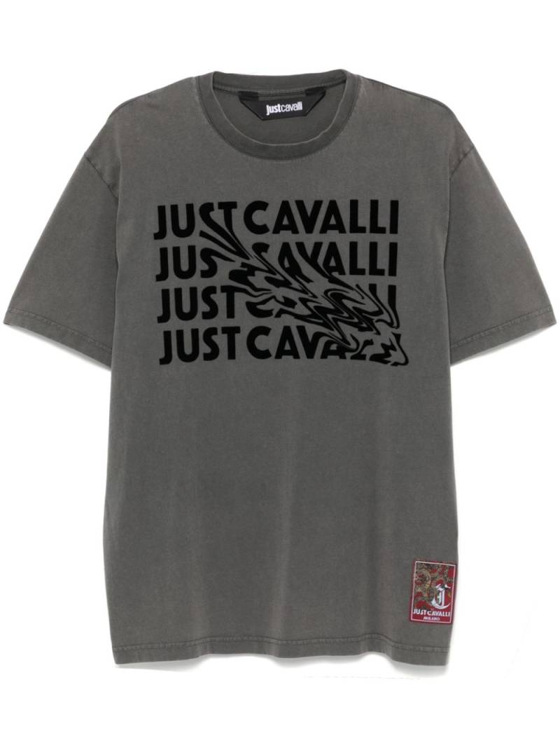 Just Cavalli flocked-logo T-shirt - Grey von Just Cavalli