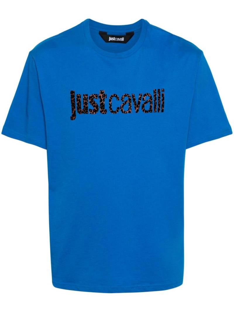 Just Cavalli flocked-logo cotton T-shirt - Blue von Just Cavalli