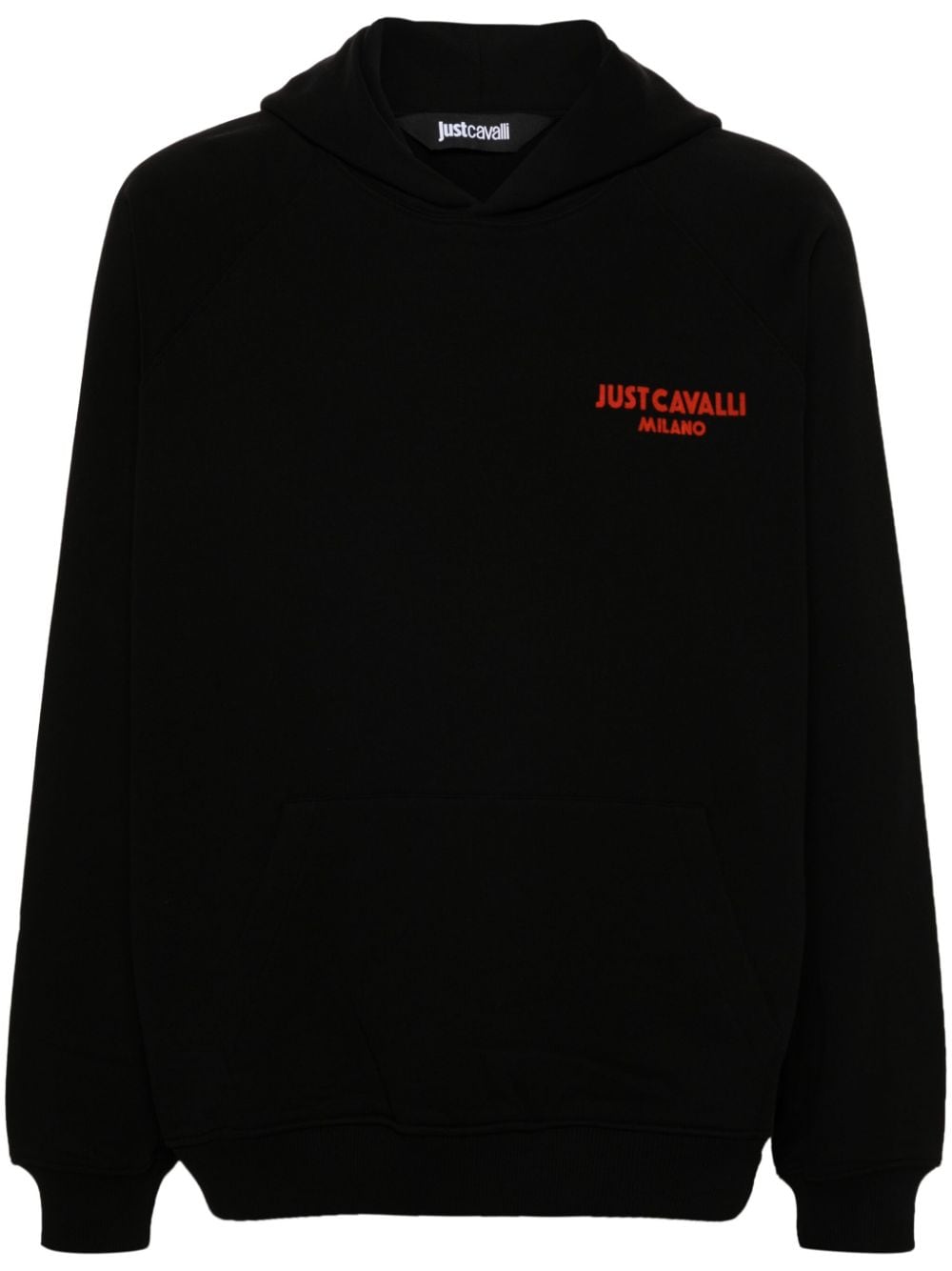 Just Cavalli flocked-logo cotton hoodie - Black von Just Cavalli