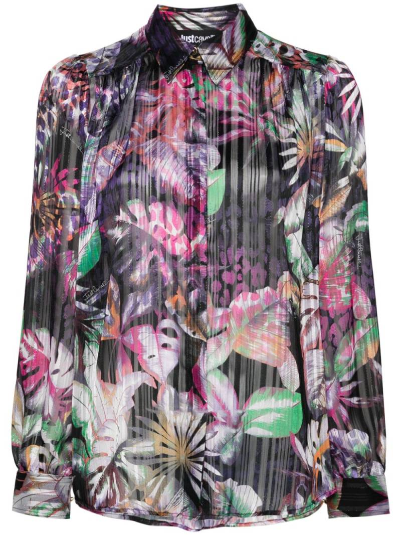 Just Cavalli foliage-print metallic shirt - Purple von Just Cavalli