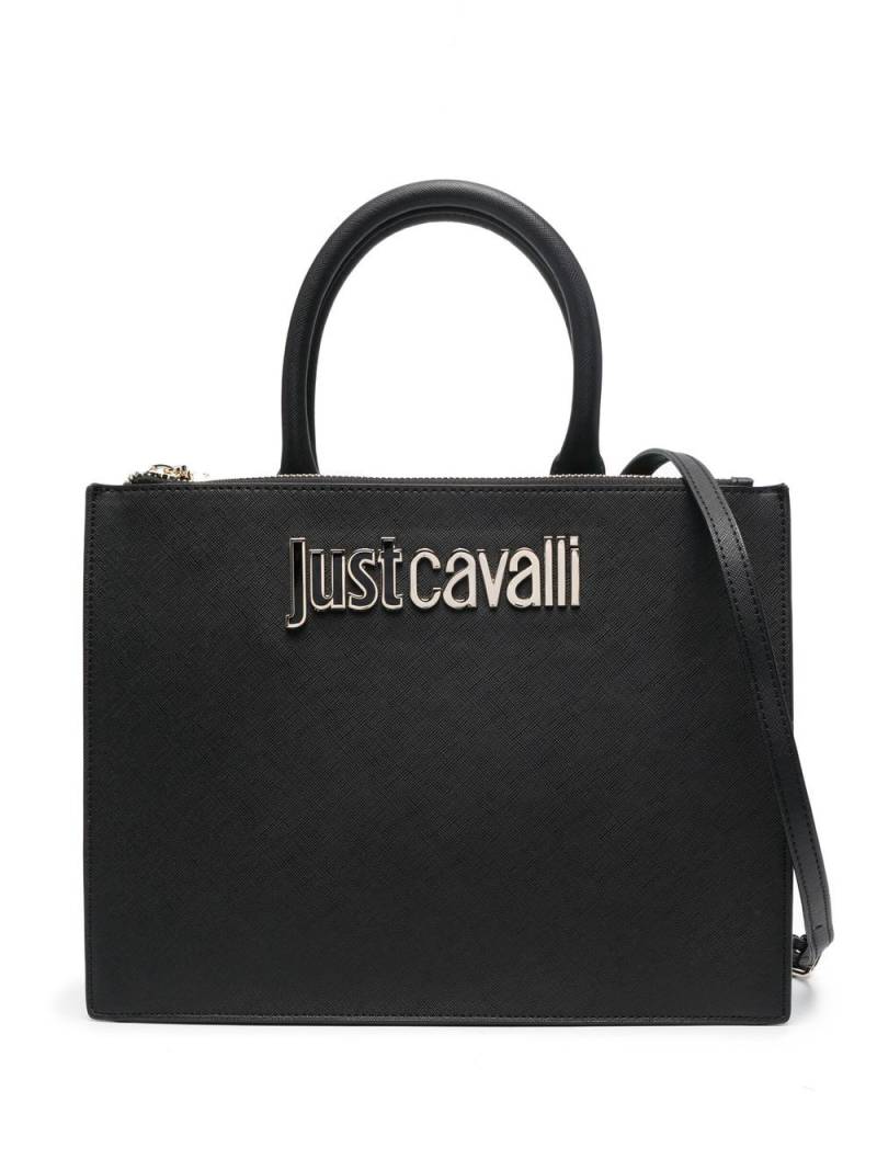 Just Cavalli gold-tone logo plaque tote bag - Black von Just Cavalli