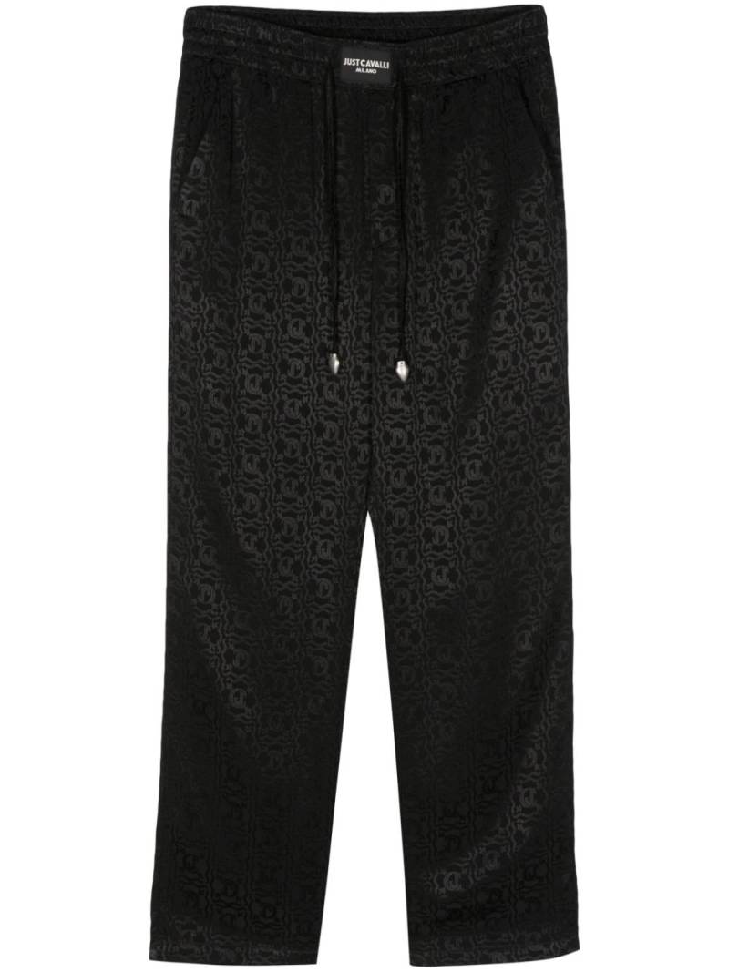 Just Cavalli jacquard-logo straight-leg trousers - Black von Just Cavalli