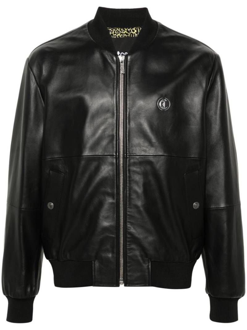 Just Cavalli leather bomber jacket - Black von Just Cavalli