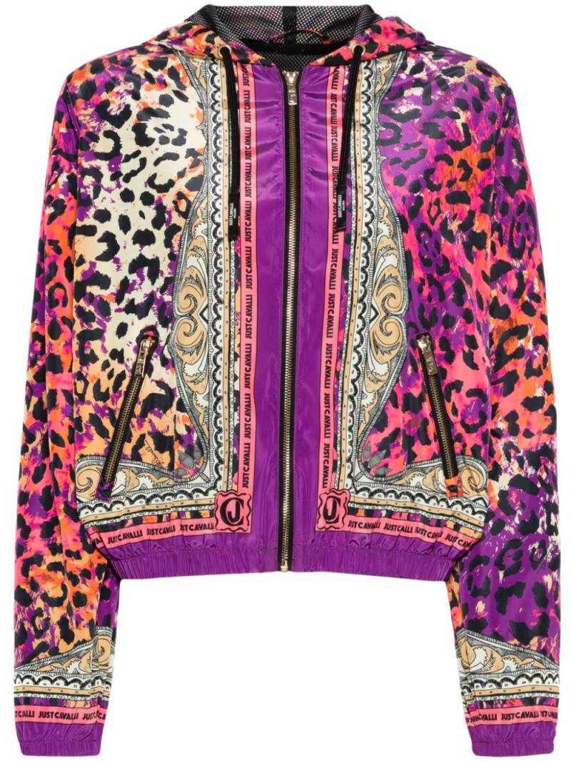 Just Cavalli leopard-print hooded jacket - Purple von Just Cavalli