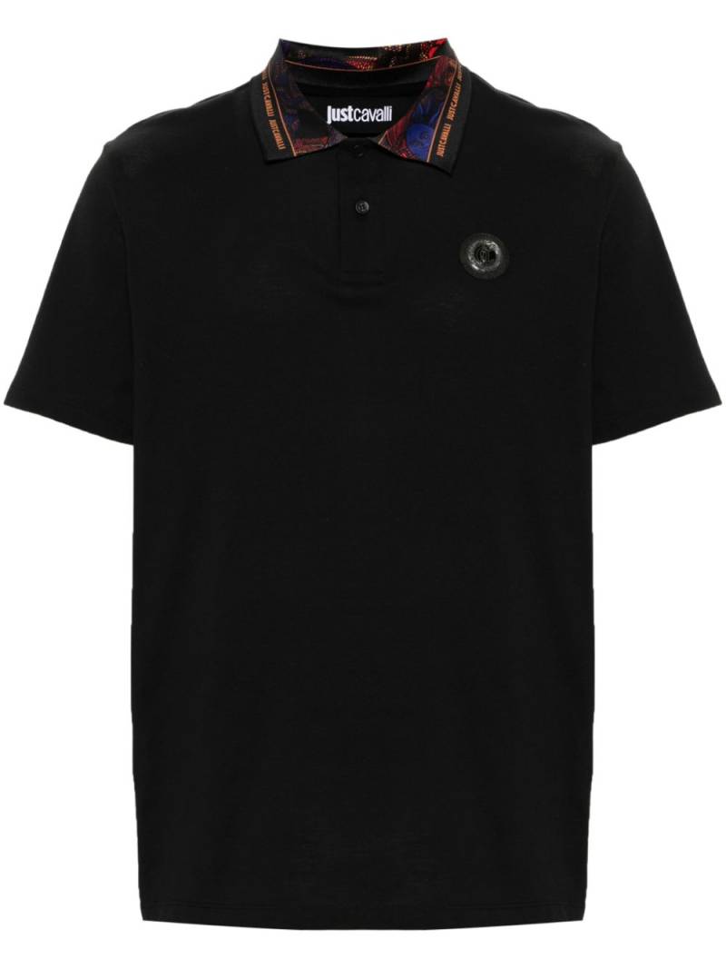 Just Cavalli logo-appliqué polo shirt - Black von Just Cavalli