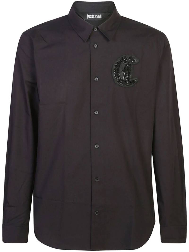 Just Cavalli logo-appliqué shirt - Black von Just Cavalli