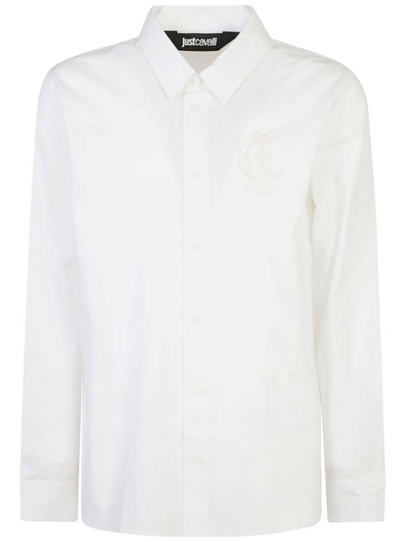 Just Cavalli logo-embroidered cotton shirt - White von Just Cavalli