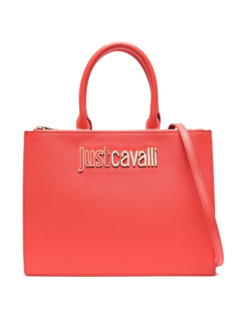 Just Cavalli logo-lettering faux-leather tote bag - Red von Just Cavalli